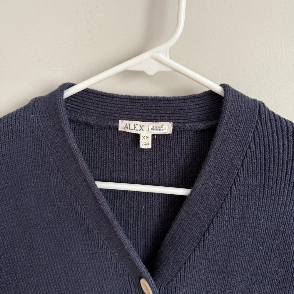 Alex Mill XS Jo Ribbed Cardigan Sweater Navy 100% Cotton VGUC